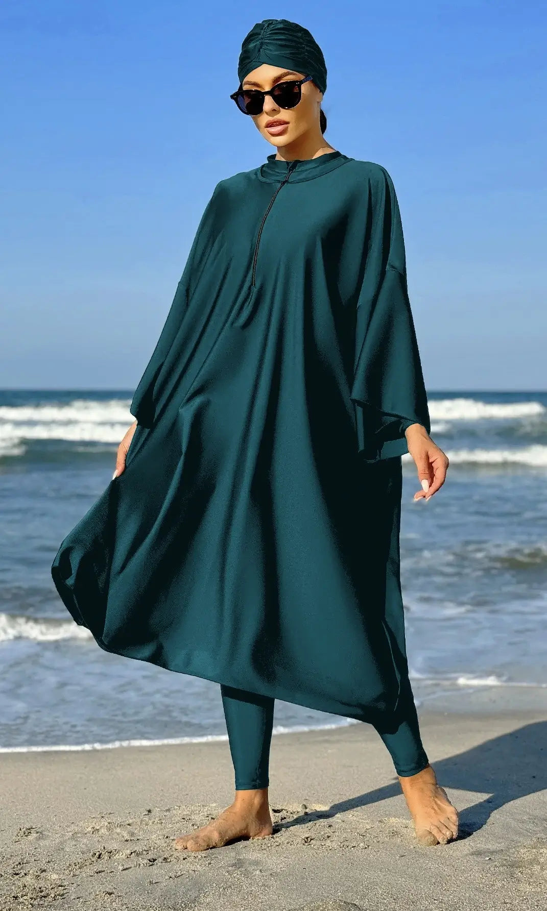 Burkini large robe longue 3 pièces (vue de profil)